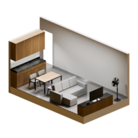 Living Room Isometric 3D Render Illustration 03 png