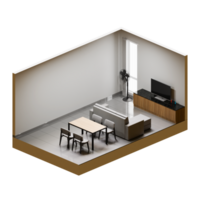 Living Room Isometric 3D Render Illustration 04 png