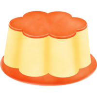 Illustration of a custard pudding cake isolated on png or transparent background