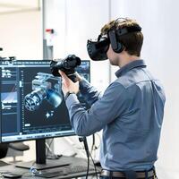 ai generado ingeniero en vr simulación diseño en virtual realidad foto