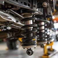 AI generated Suspension work under vehicle springs and shocks photo