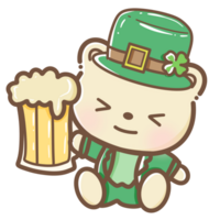 dibujado a mano acuarela ilustración clipart de kawaii oso san patricio día cumpleaños floral preparativos saludo tarjetas Boda invitación fiesta irlandesa png