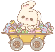 disegnato a mano illustrazione carino kawaii bianca coniglio coniglietto Pasqua clipart Pasqua uova pastello colore saluto carta primavera png