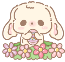 dessiné à la main illustration mignonne kawaii blanc lapin lapin Pâques clipart Pâques des œufs pastel Couleur salutation carte printemps png