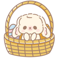 dibujado a mano ilustración linda kawaii blanco Conejo conejito Pascua de Resurrección clipart Pascua de Resurrección huevos pastel color saludo tarjeta primavera png