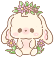 dibujado a mano ilustración linda kawaii blanco Conejo conejito Pascua de Resurrección clipart Pascua de Resurrección huevos pastel color saludo tarjeta primavera png