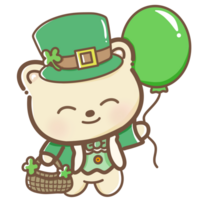 dibujado a mano acuarela ilustración clipart de kawaii oso san patricio día cumpleaños floral preparativos saludo tarjetas Boda invitación fiesta irlandesa png