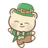 ritad för hand vattenfärg illustration ClipArt av söt Björn St Patrick's dag födelsedag blommig arrangemang hälsning kort bröllop inbjudan fest irländsk png