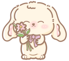 dessiné à la main illustration mignonne kawaii blanc lapin lapin Pâques clipart Pâques des œufs pastel Couleur salutation carte printemps png