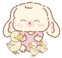 disegnato a mano illustrazione carino kawaii bianca coniglio coniglietto Pasqua clipart Pasqua uova pastello colore saluto carta primavera png