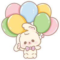 dibujado a mano ilustración linda kawaii blanco Conejo conejito Pascua de Resurrección clipart Pascua de Resurrección huevos pastel color saludo tarjeta primavera png