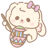 desenhado à mão ilustração fofa kawaii branco Coelho Coelho Páscoa clipart Páscoa ovos pastel cor cumprimento cartão Primavera png