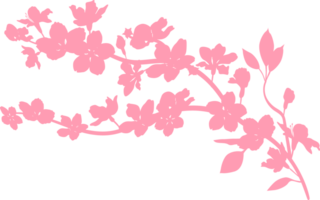 Sakura branch with flowers decoration. png