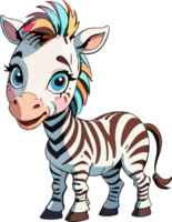 ai gegenereerd zebra met kleurrijk haar- tekenfilm png