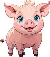 ai generado linda cerdito animal dibujos animados pegatina png