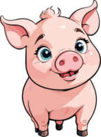 ai generado cerdito animal dibujos animados pegatina png