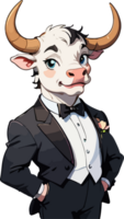 AI generated Bull with Tuxedo Mascot Logo png