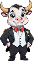 ai generiert Stier mit Smoking Maskottchen png