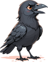 ai généré dessin animé style de corbeau oiseau image png