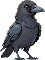 ai généré dessin animé style de corbeau oiseau conception png