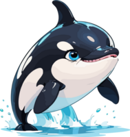 ai generato orca paus cartone animato etichetta png