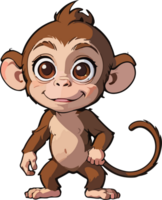 ai gerado fofa macaco desenho animado grampo arte png