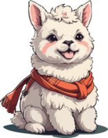 AI generated Fluffy Alpaca Animal with Scarf Design png