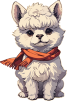 AI generated Fluffy Alpaca Animal with Scarf Clip Art png