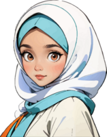 ai generato donne indossare hijab cartone animato clipart png