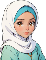 ai gerado hijab menina desenho animado imagem grampo arte png