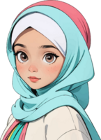ai gerado mulheres vestindo hijab desenho animado ilustração png
