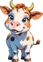 ai gerado desenho animado vaca animal imagem png