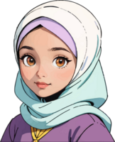 ai generado mujer vistiendo hijab dibujos animados imagen png