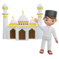 3D Illustration of Muslim character joyful eid celebration png