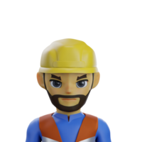 worker man wearing construction clothes 3D avatar png