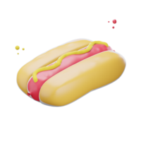 3d dessin animé Hot-dog icône isolé sur transparent fond-3d illustration png