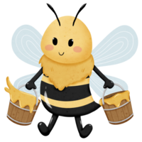 Bee with buckets full of honey png