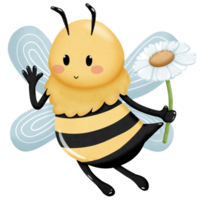 Flying bee with white flower png