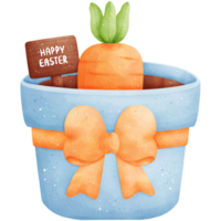 Watercolor Easter Carrot in Flowerpot Illustration png