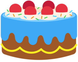 carino dolce mano disegnato colorato compleanno torte bar Hopping cioccolato torta con ciliegia guarnizione png