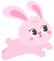 happy spring easter little pink cute bunny hopping png