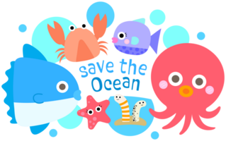 World Earth Day Hand Drawn Cute ecology lifestyle save the ocean png