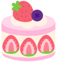 cute sweet hand drawn colorful birthday cakes cafe hopping fresh cream cake with strawberry and blueberry topping png