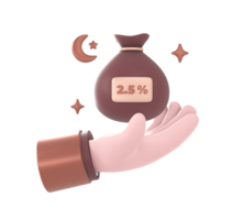 3d render of islam religion faith hand giving charity or zakat al fitr at the end of the fasting of ramadan icon design png