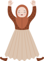 cute hijab girl cartoon character illustration png