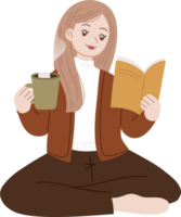 woman relaxing cozy and comfortable at home illustration png