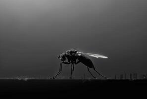 AI generated Mosquito is silhouetted against dark sky photo