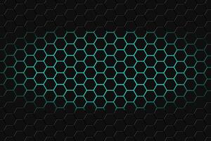 Abstract 3d rendering of futuristic surface with hexagons. dark green sci-fi background. photo