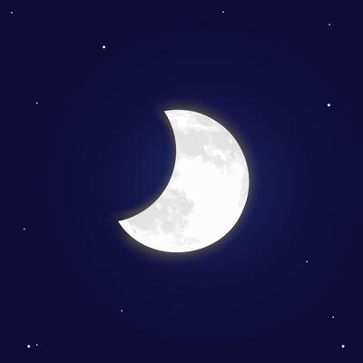 Half Moon Illustration on Night Sky