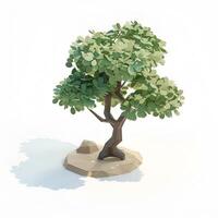 AI generated Cute green tree on white background. photo